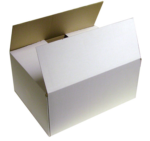 White corrugated clearance bins